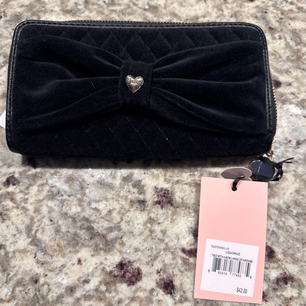 Juicy Couture Liquorice Tied with a bow large zip around wallet